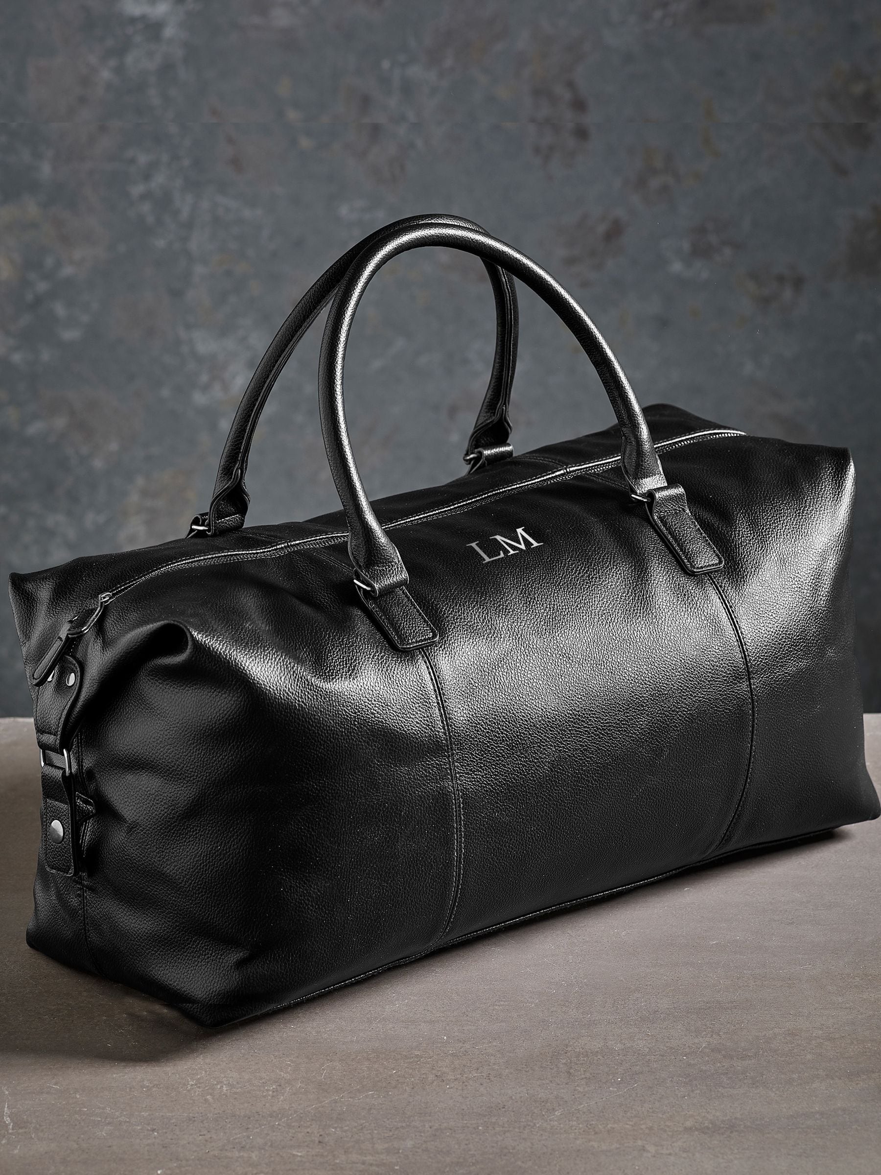 Personalised black weekender travel bag, UK version