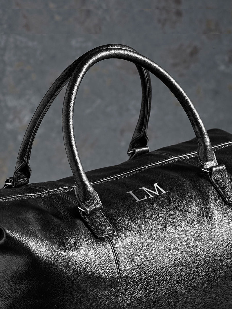 Personalised black weekender travel bag, UK version