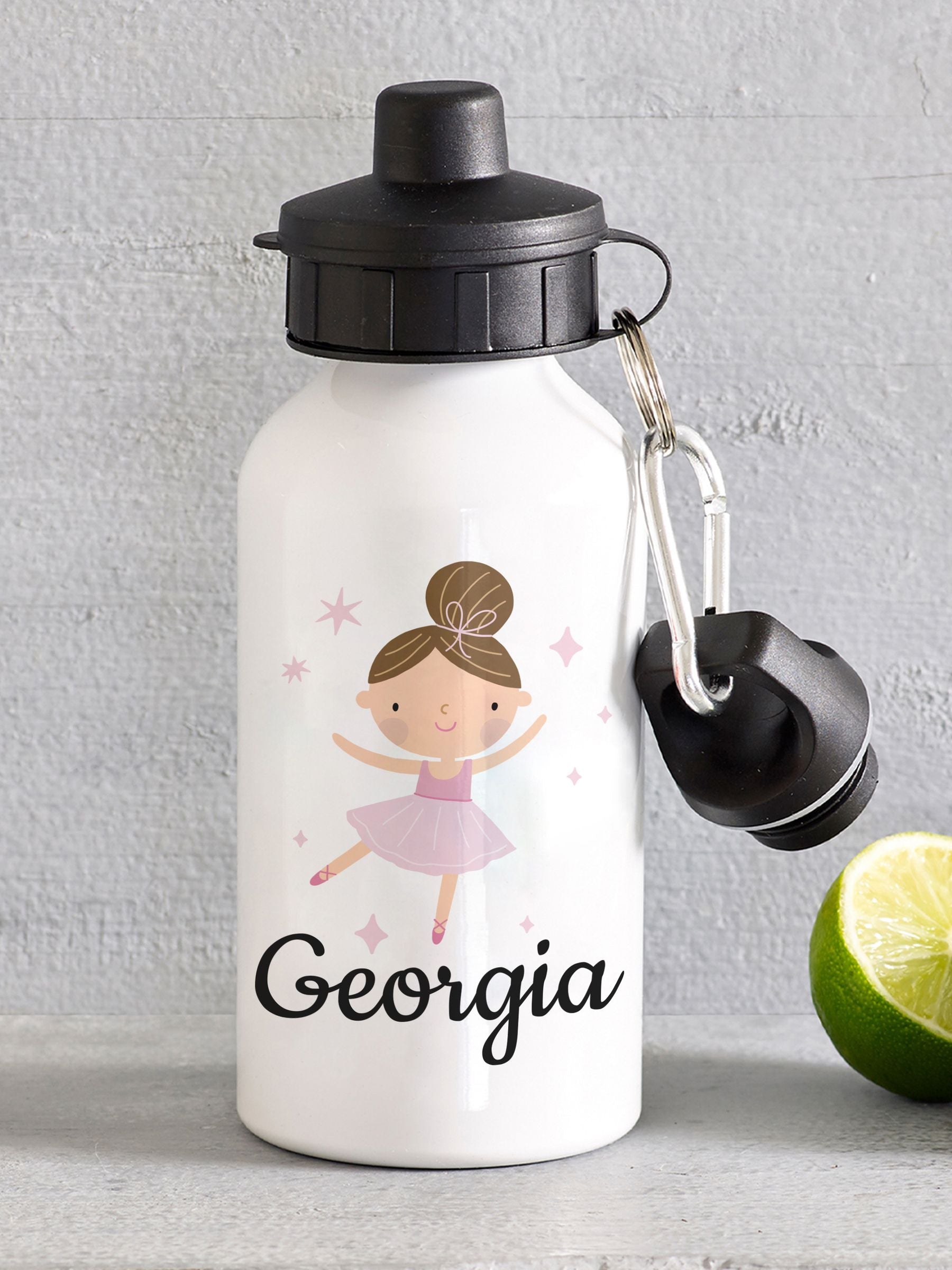 Loveabode personalised ballet water bottle 400ml, UK version