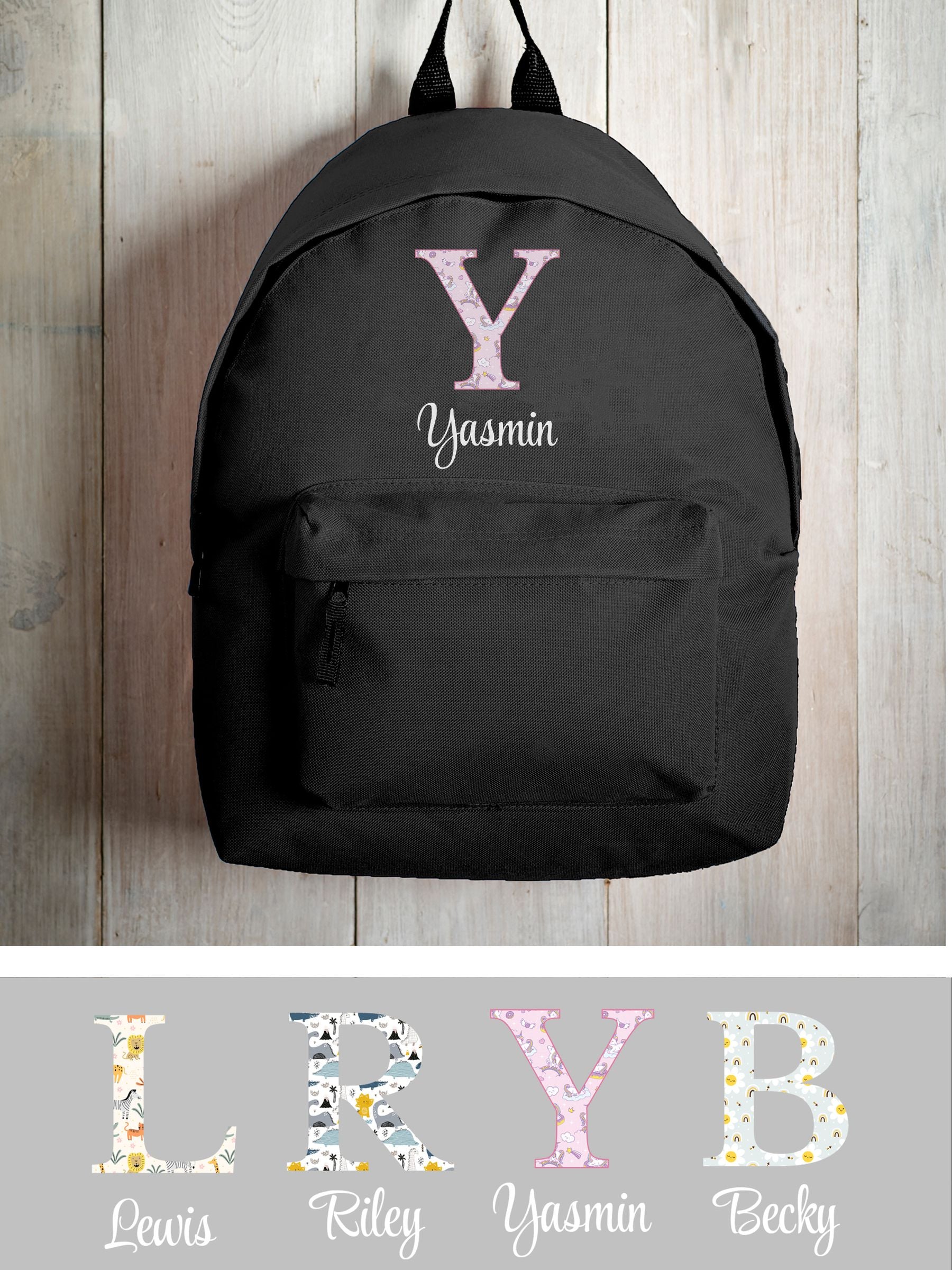 Personalised kids rucksack with initial, 38cm height - British product