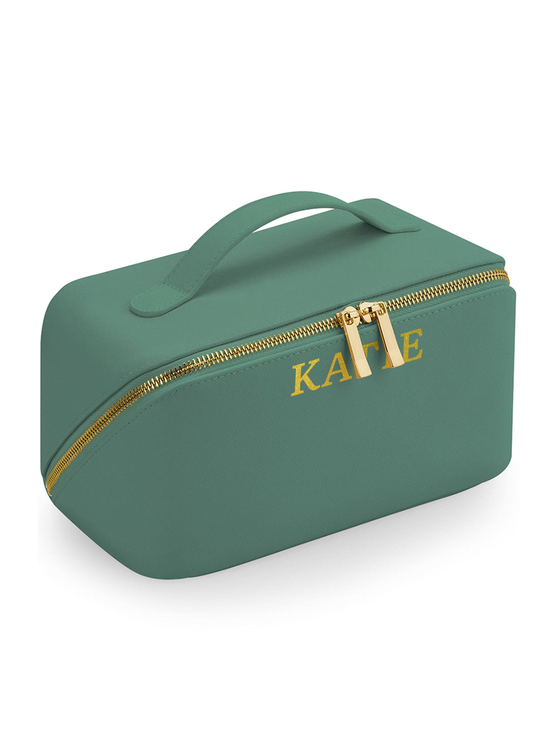 Loveabode open flat makeup bag in sage green - British product