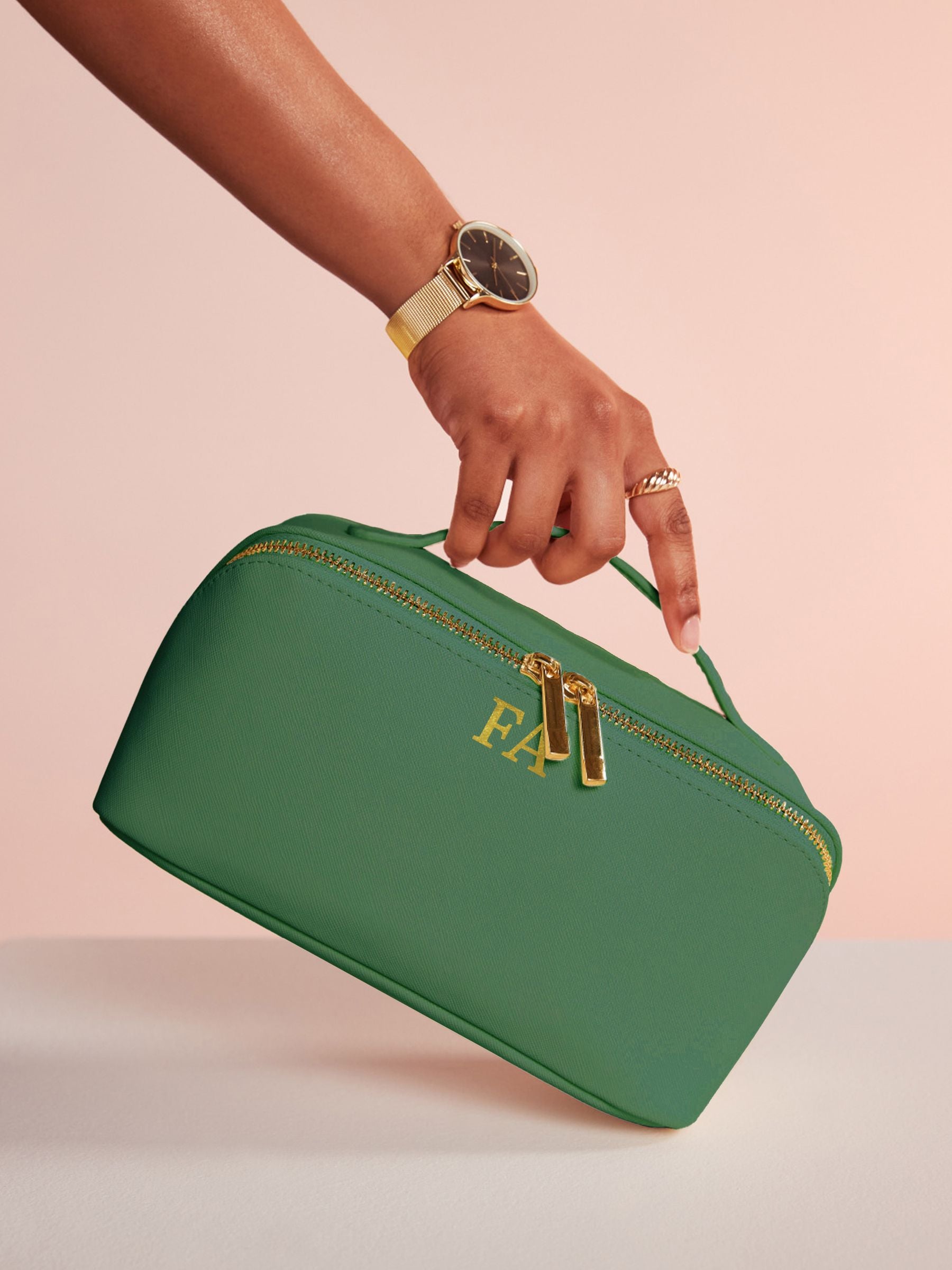 Loveabode open flat makeup bag in sage green - British product