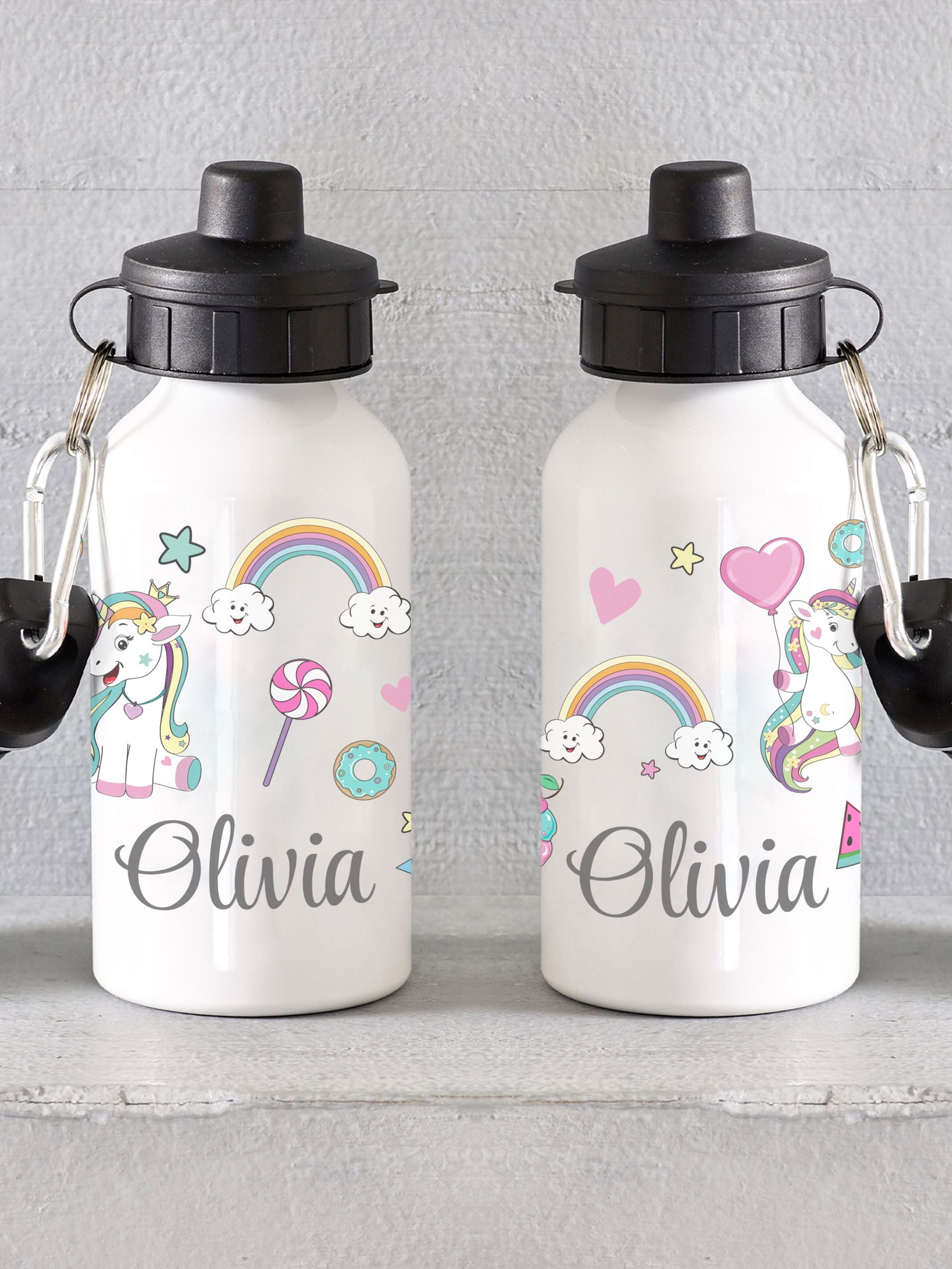 Loveabode personalised unicorn water bottle 400ml (British brand)