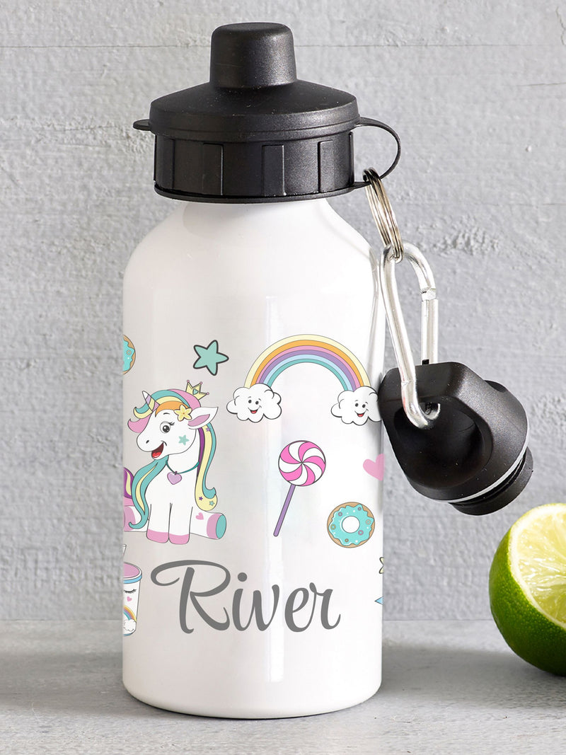 Loveabode personalised unicorn water bottle 400ml (British brand)