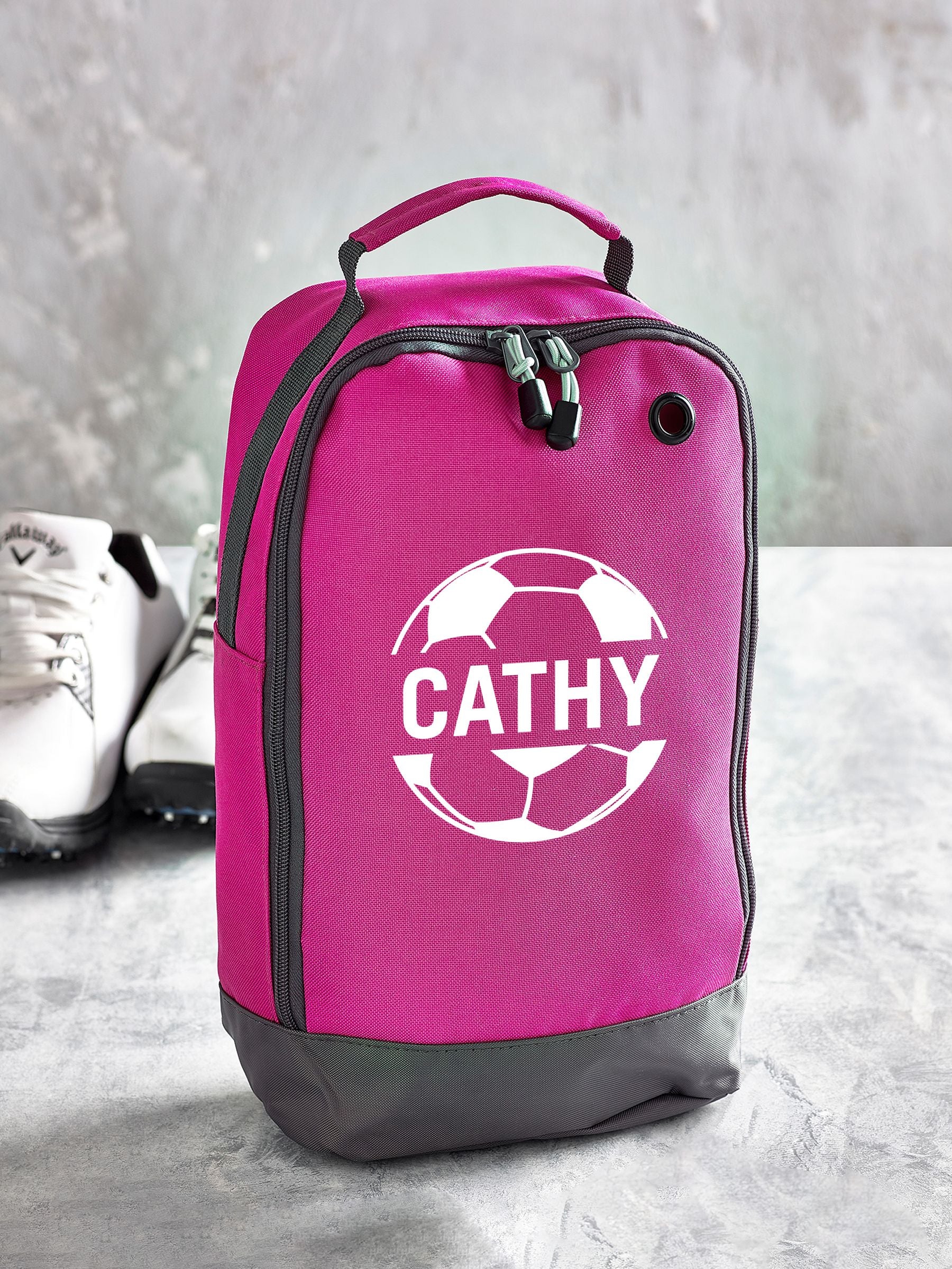 Personalised football boot bag with custom name 8 litres, imported from the UK