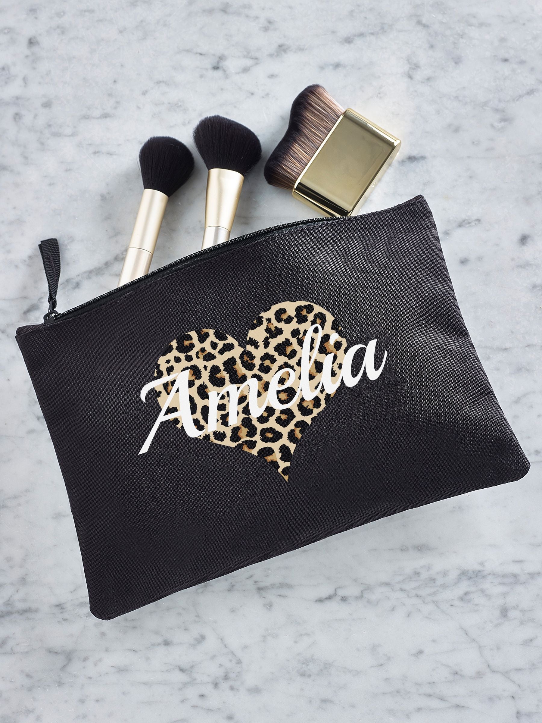 Personalised animal print make up bag 22cm, imported from the UK