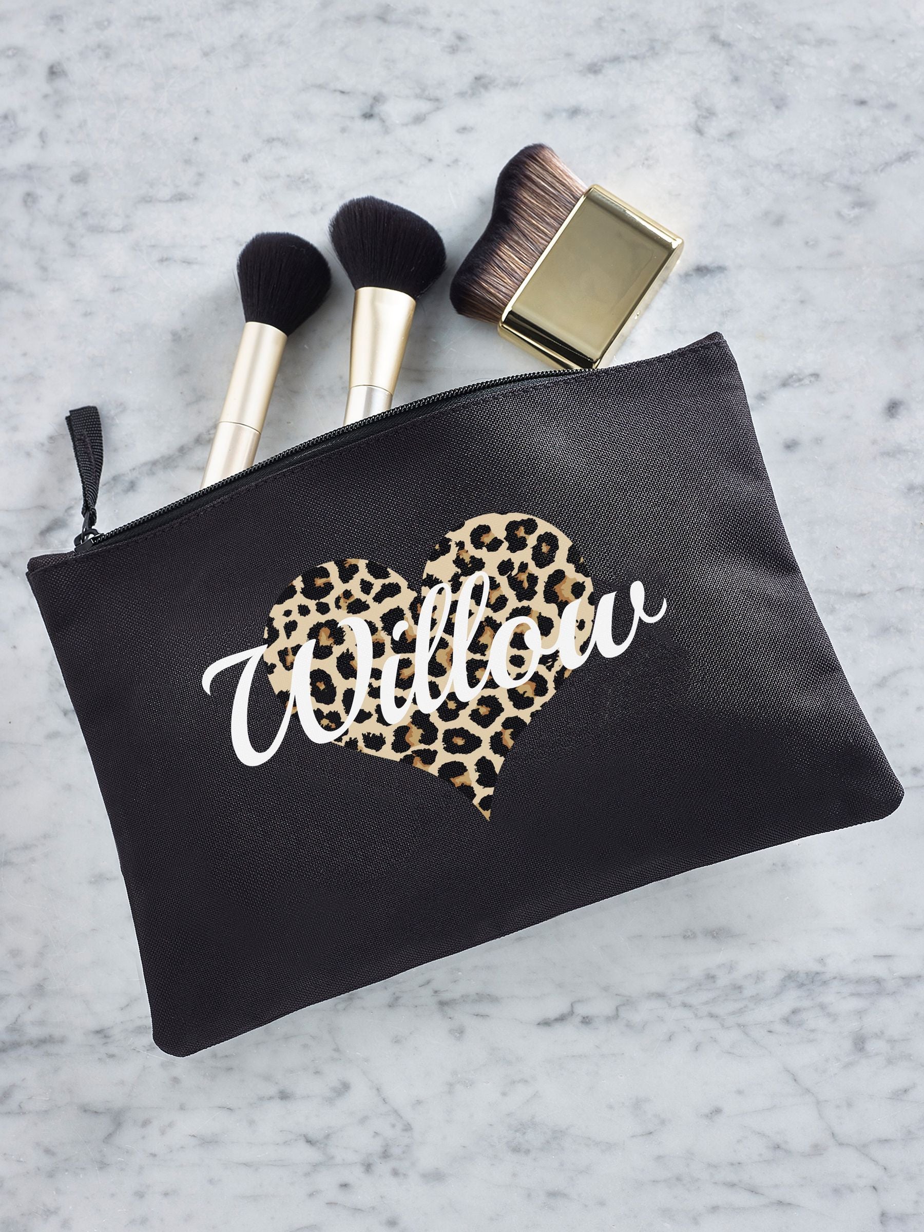 Personalised animal print make up bag 22cm, imported from the UK