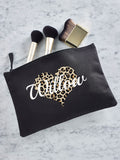 Personalised animal print make up bag 22cm, imported from the UK