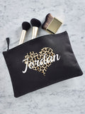 Personalised animal print make up bag 22cm, imported from the UK