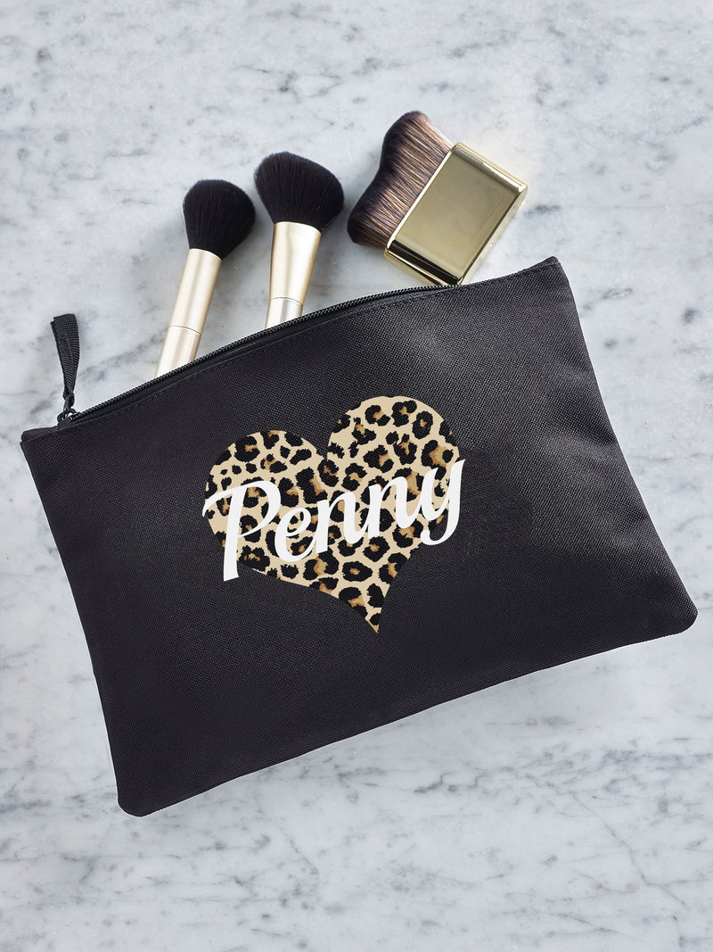 Personalised animal print make up bag 22cm, imported from the UK