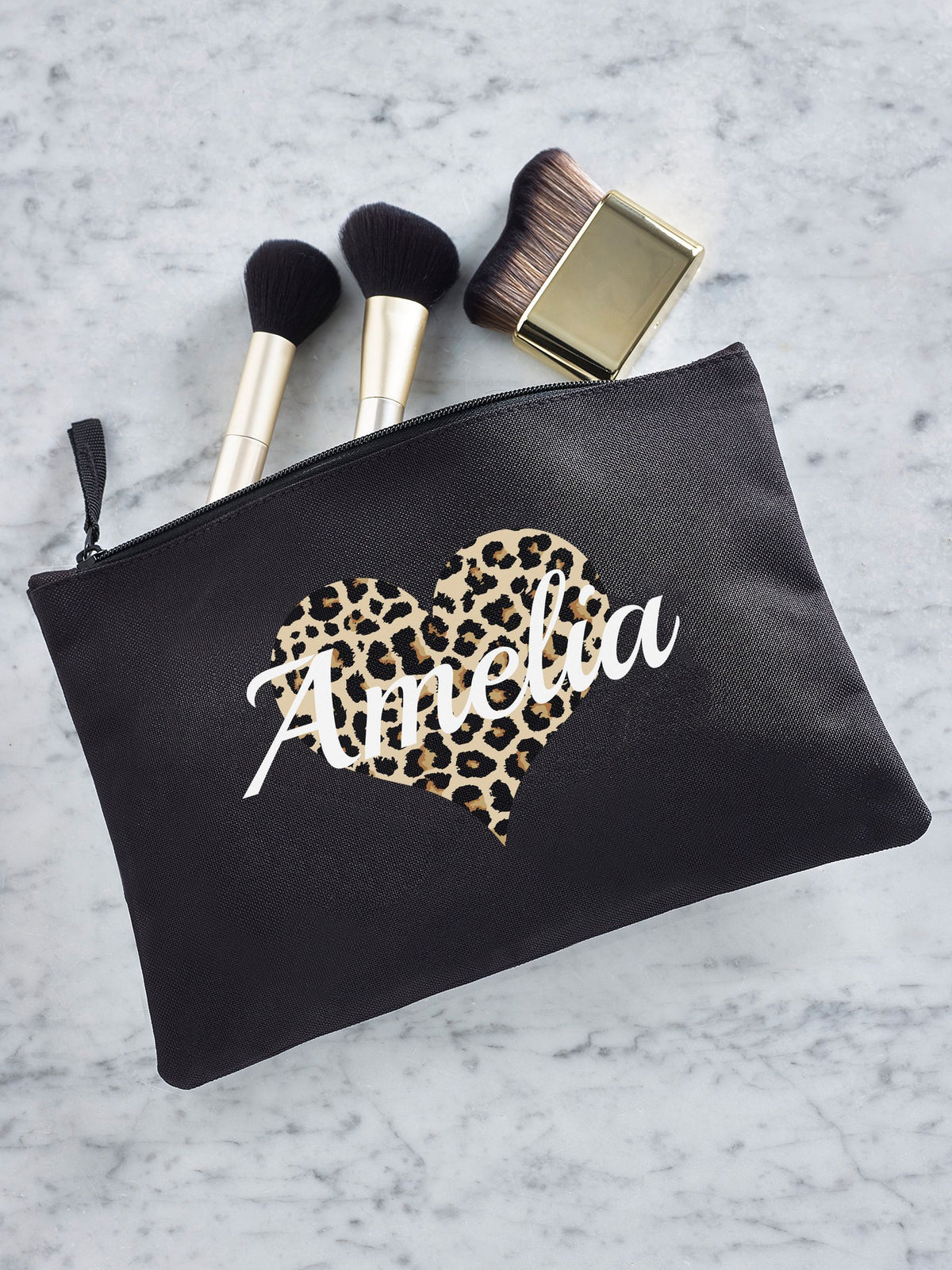 Personalised animal print make up bag 22cm, imported from the UK