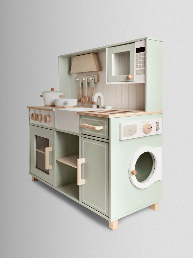 JoJo Maman Bébé sage green wooden play kitchen - British product