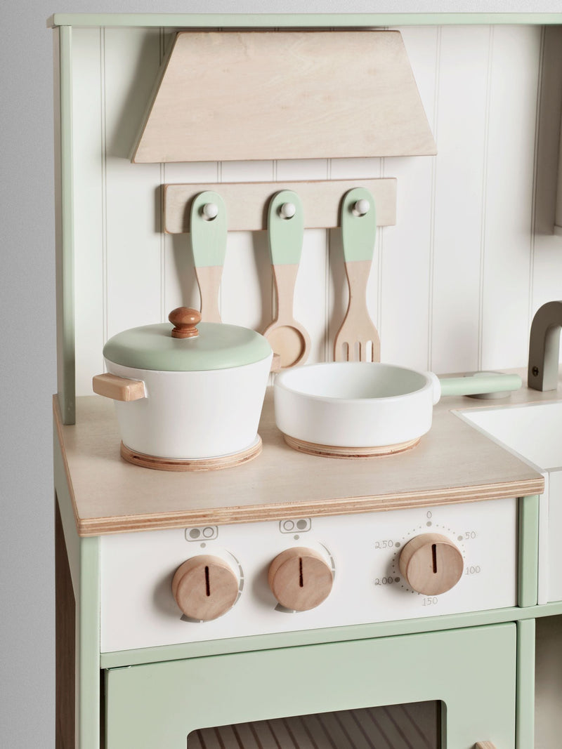 JoJo Maman Bébé sage green wooden play kitchen - British product