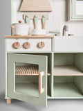 JoJo Maman Bébé sage green wooden play kitchen - British product