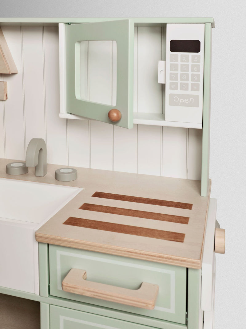 JoJo Maman Bébé sage green wooden play kitchen - British product