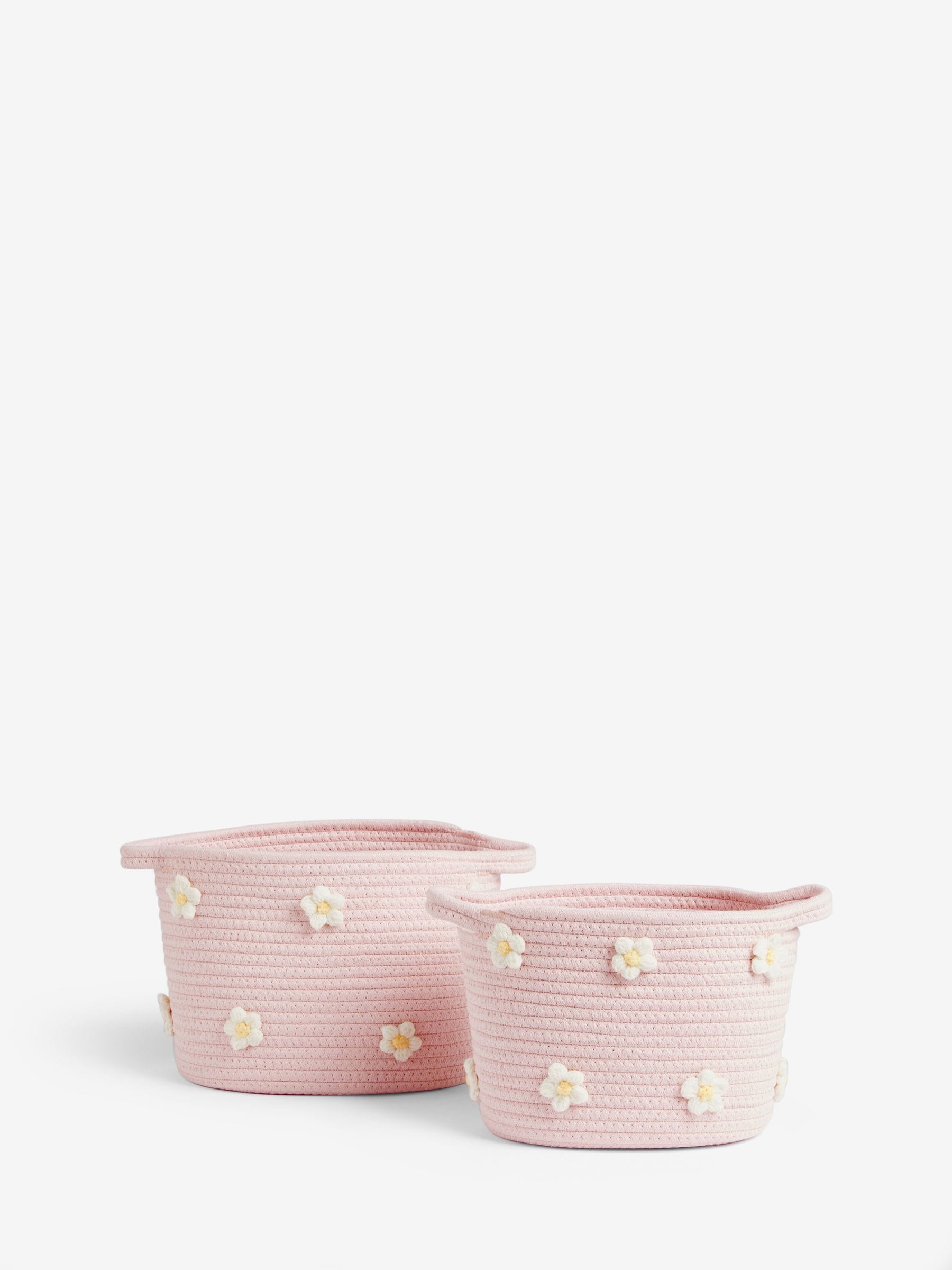 Pink daisy storage baskets set of 2, UK version