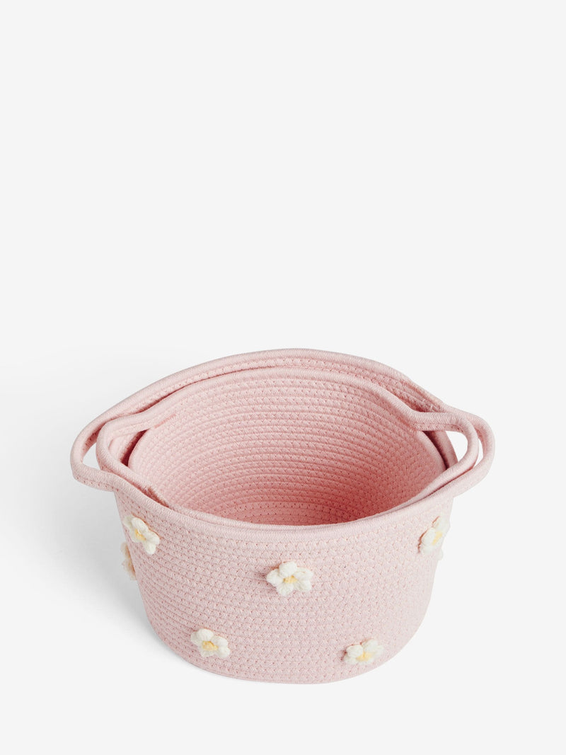 Pink daisy storage baskets set of 2, UK version