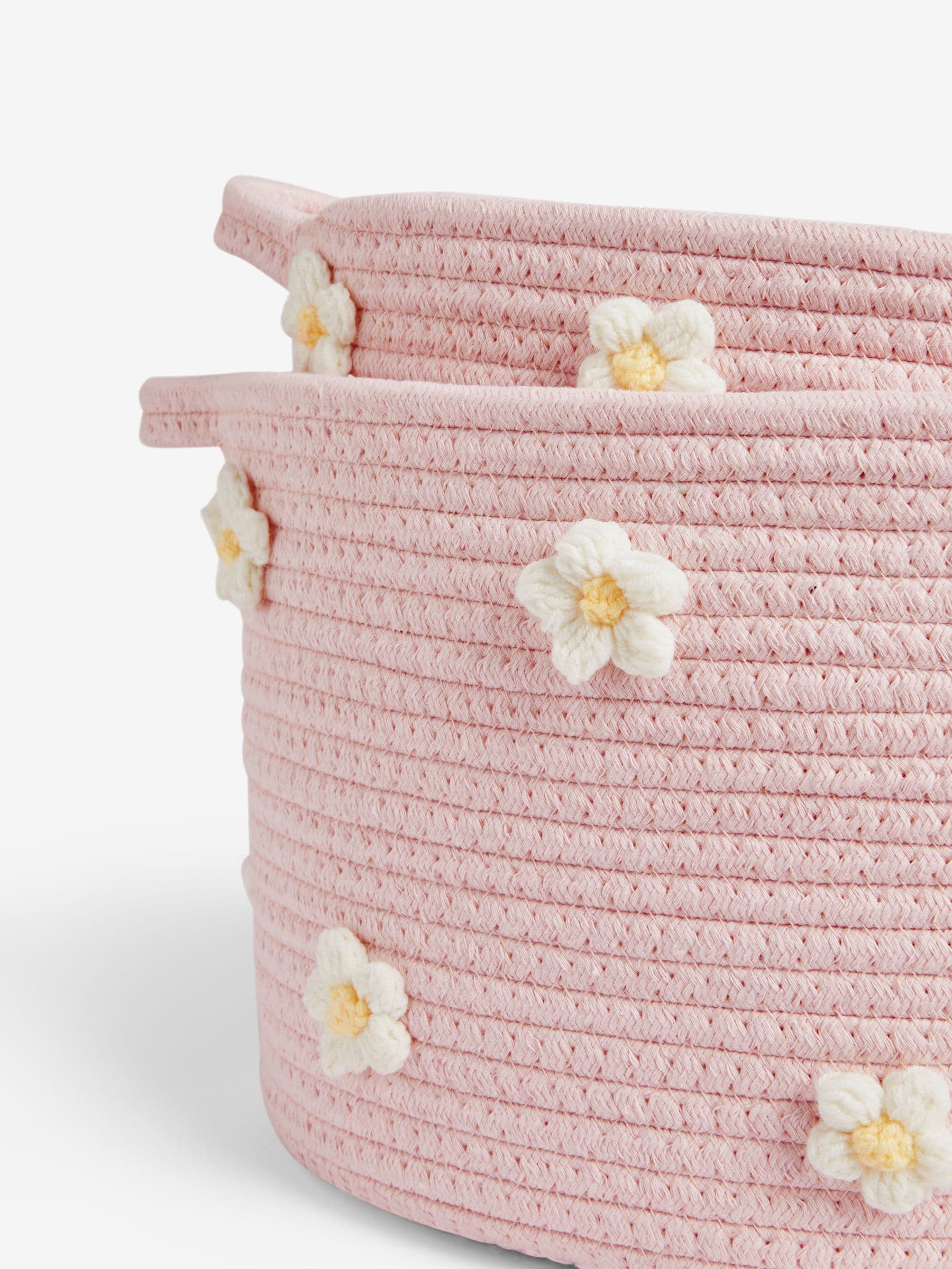 Pink daisy storage baskets set of 2, UK version