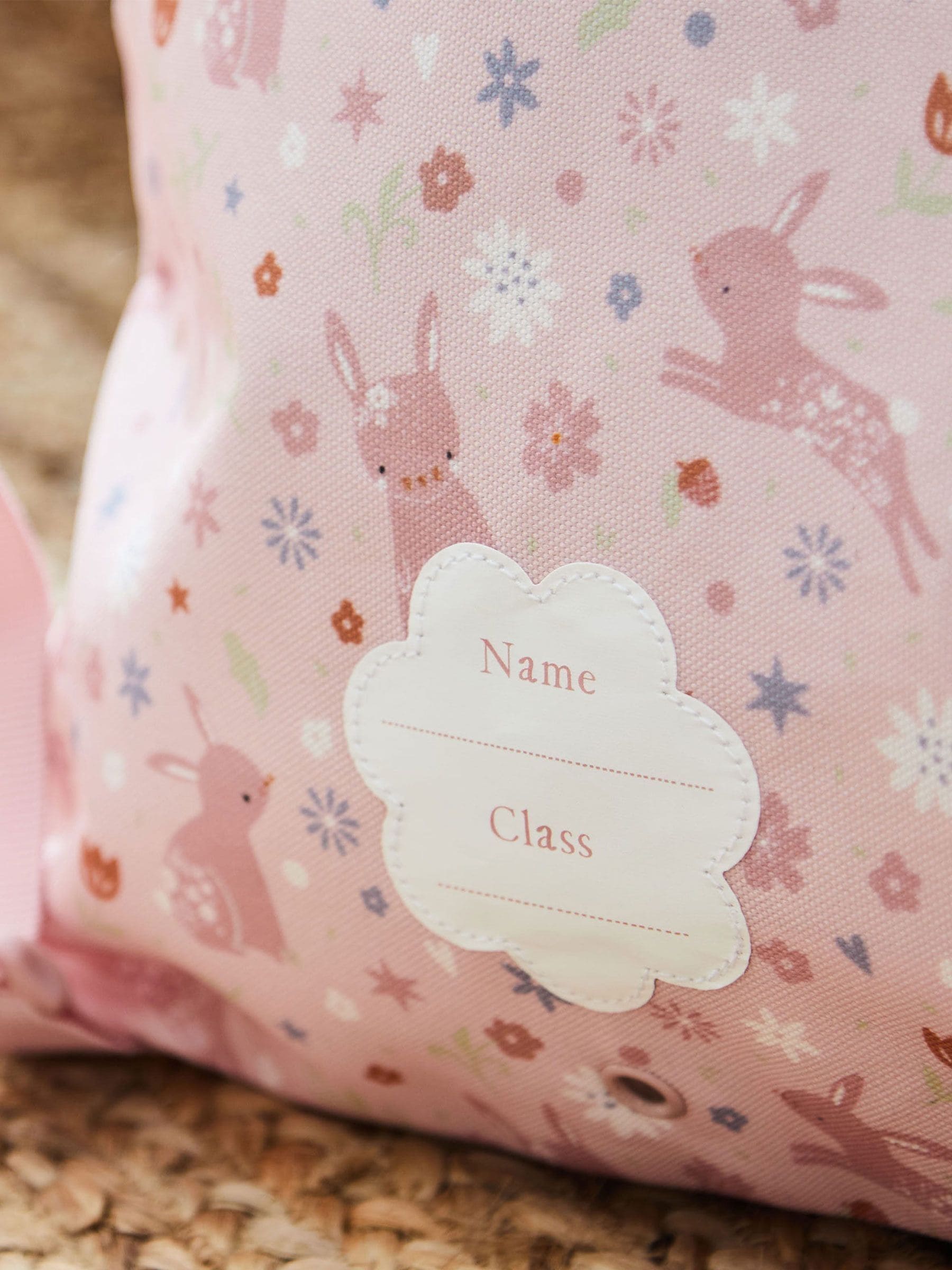 My 1st Years pink bunny print drawstring bag (British brand)