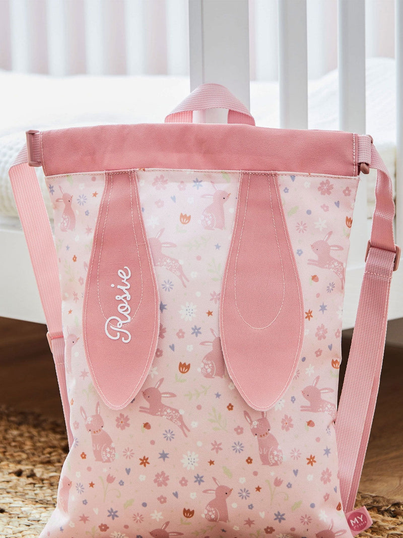 My 1st Years pink bunny print drawstring bag (British brand)