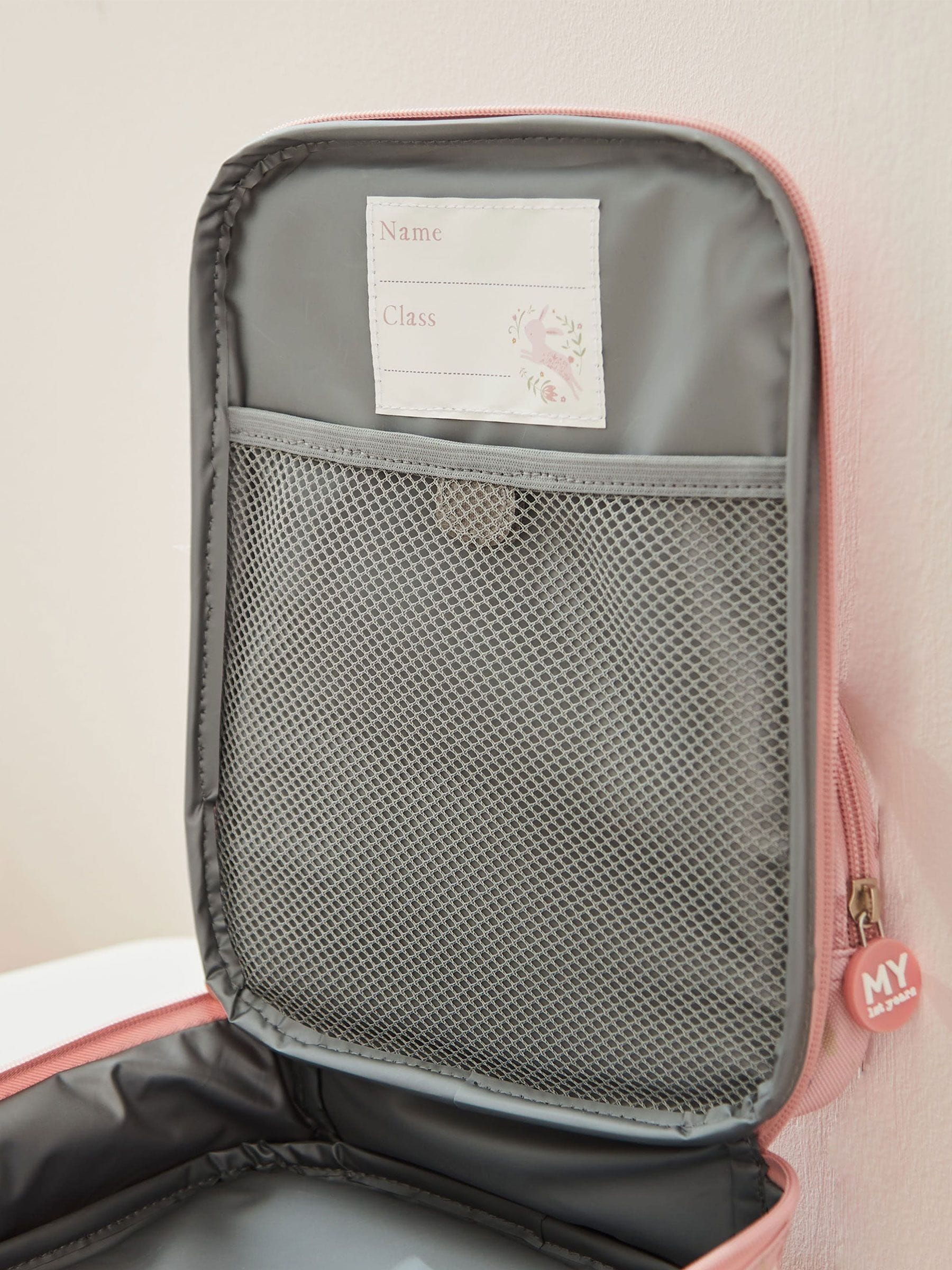 My 1st Years personalised pink bunny lunch bag, imported from the UK