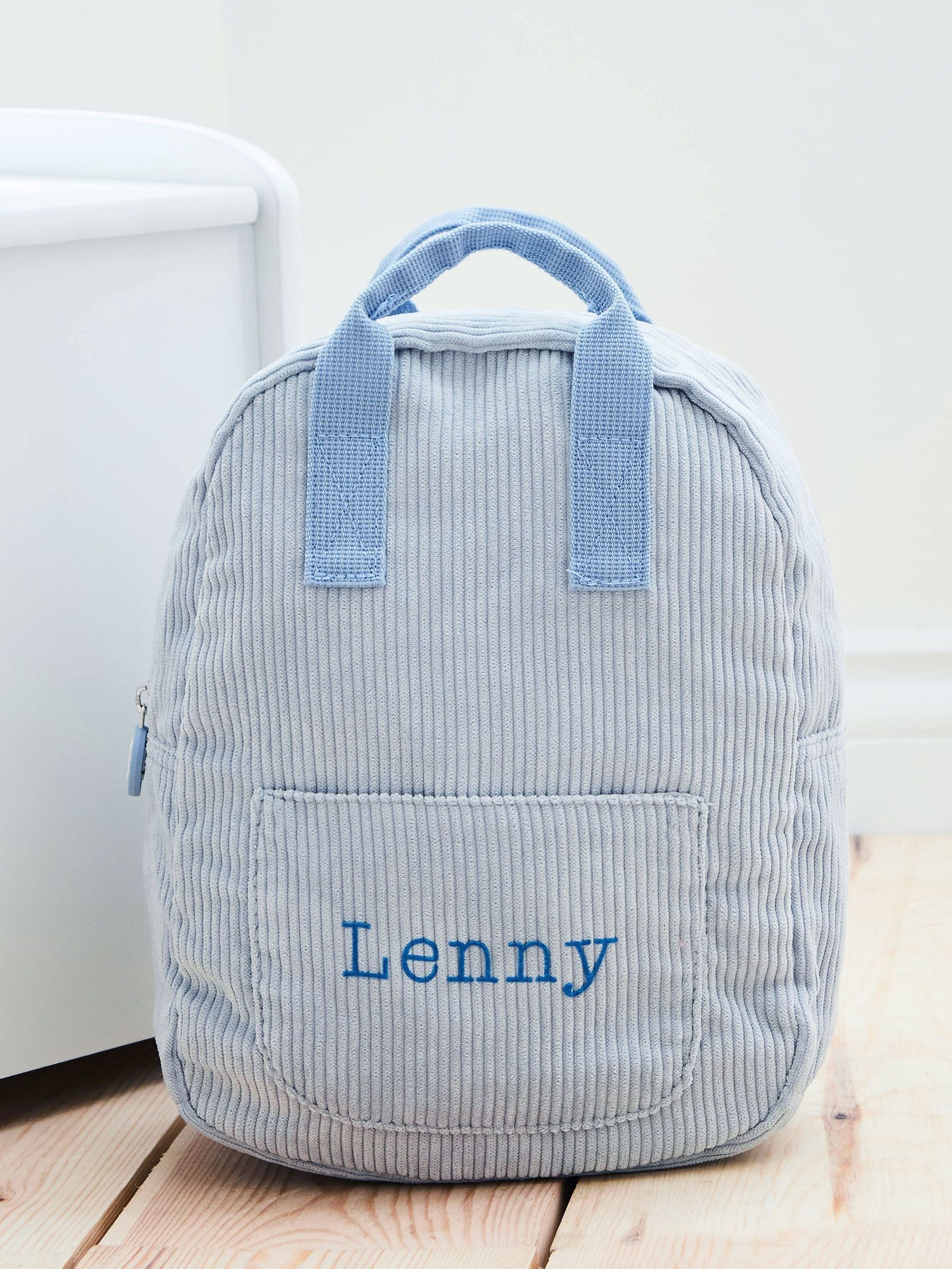 My 1st Years personalised blue cord mini backpack - British product