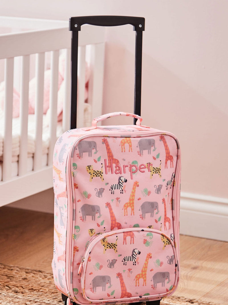 My 1st Years personalised pink safari kids suitcase, imported from the UK