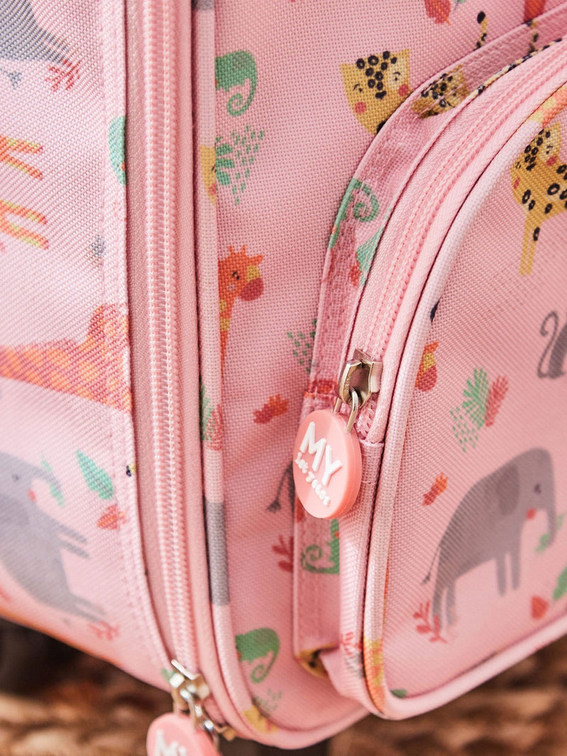 My 1st Years personalised pink safari kids suitcase, imported from the UK