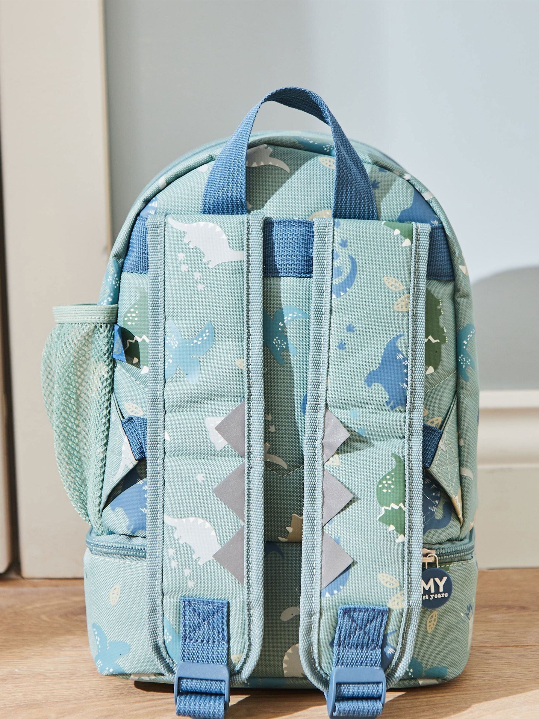 My 1st Years personalised green dinosaur print mini backpack, UK version