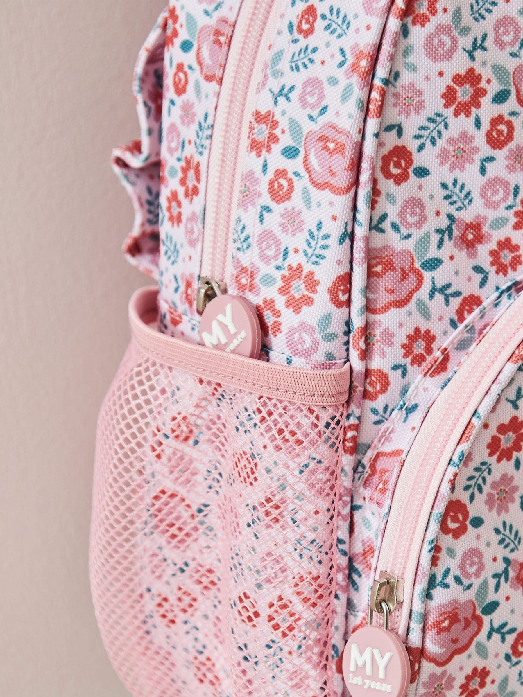 My 1st Years pink ditsy print medium grab handle backpack, UK version