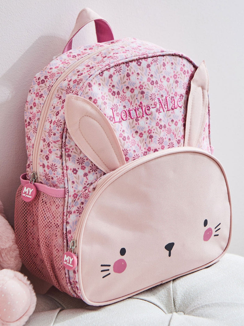My 1st Years personalised pink bunny backpack medium, imported from the UK