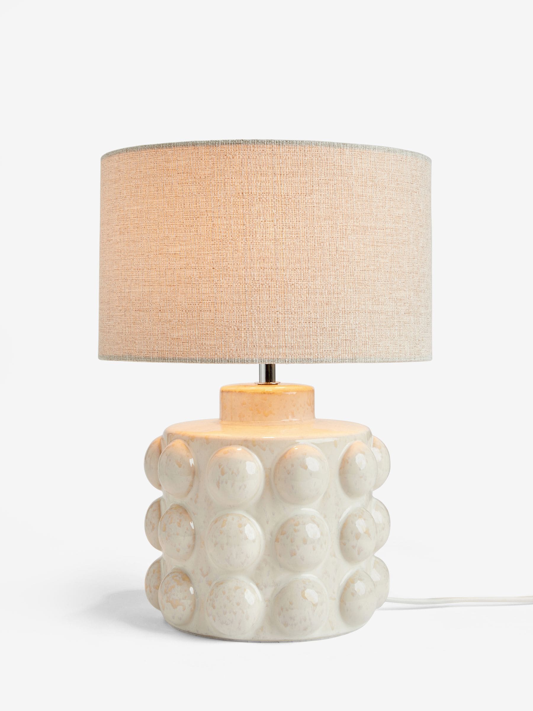 N. Premium bobble table lamp crackle glaze fabric shade, UK version