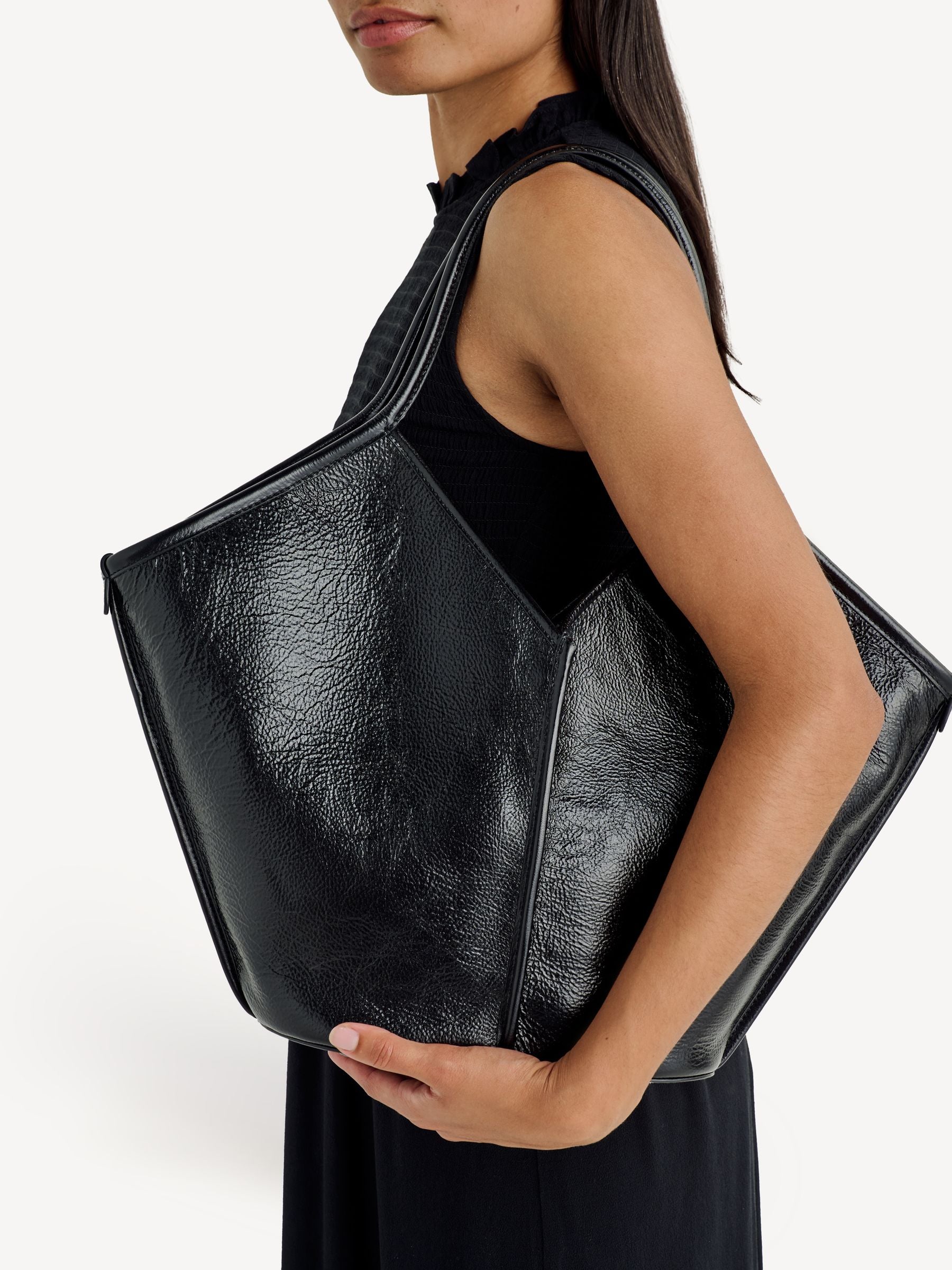 Hereu Studio Calella black leather tote bag, UK version