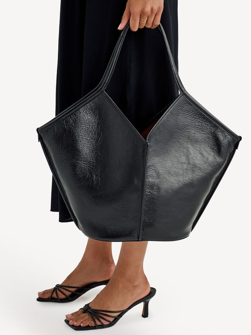 Hereu Studio Calella black leather tote bag, UK version