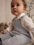 Baby dungaree and bodysuit set grey white cotton - British product