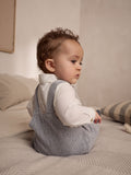 Baby dungaree and bodysuit set grey white cotton - British product