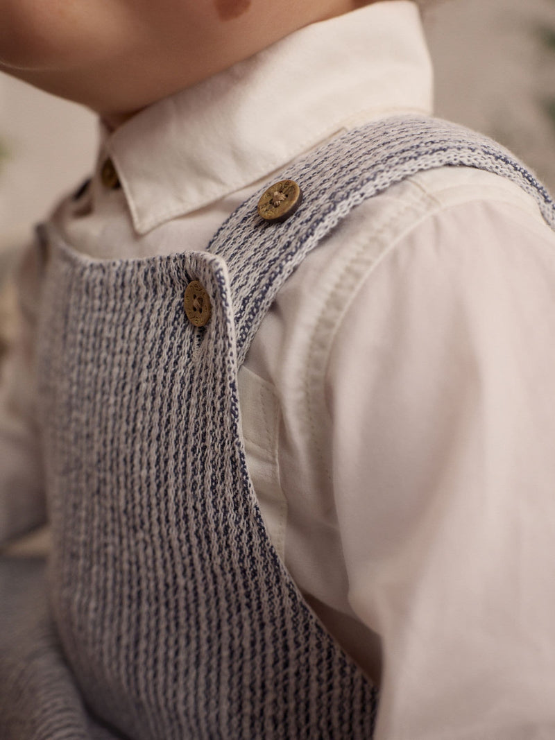 Baby dungaree and bodysuit set grey white cotton - British product
