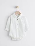 Baby dungaree and bodysuit set grey white cotton - British product