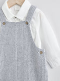 Baby dungaree and bodysuit set grey white cotton - British product