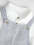 Baby dungaree and bodysuit set grey white cotton - British product
