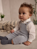 Baby dungaree and bodysuit set grey white cotton - British product