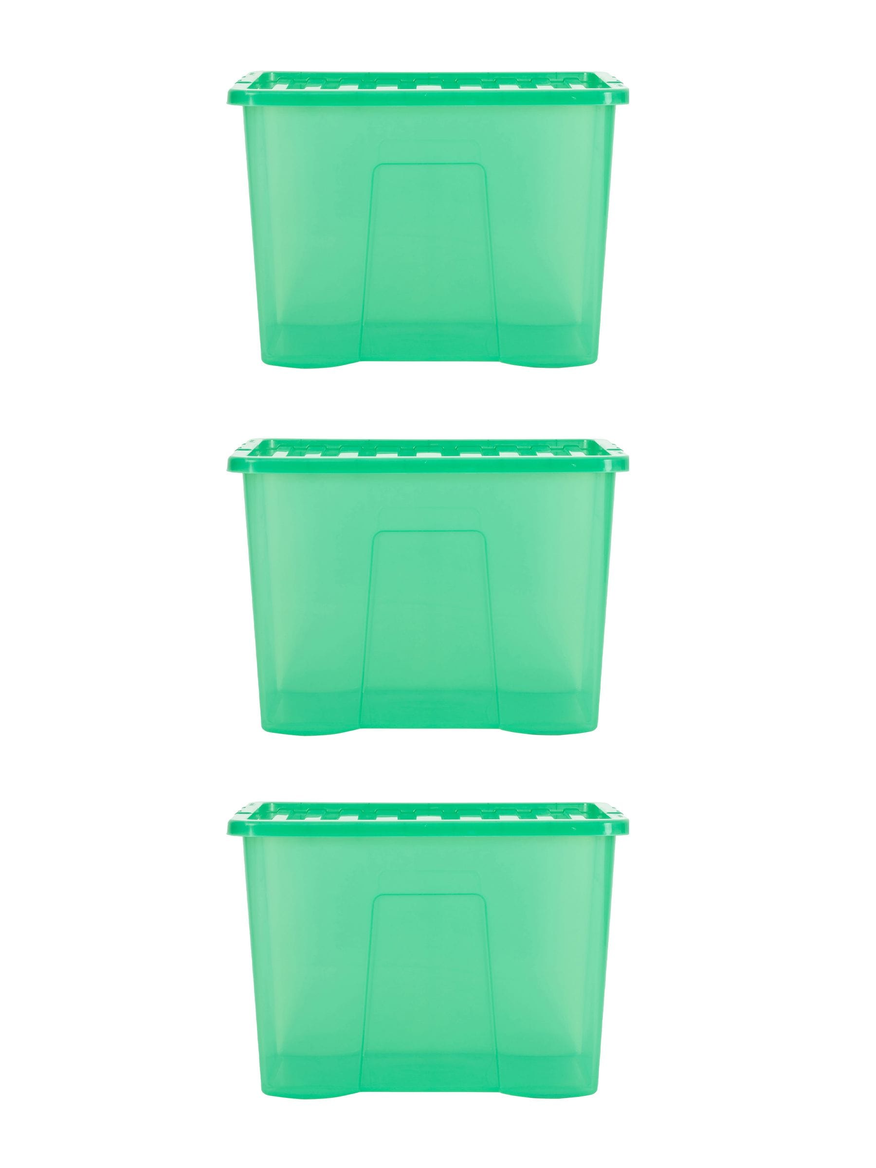 Wham Leprechaun Green 80L storage boxes, imported from the UK