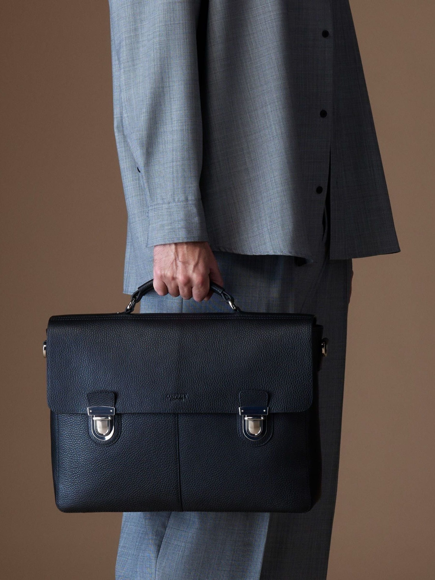 Osprey London Black The Forest Leather Briefcase