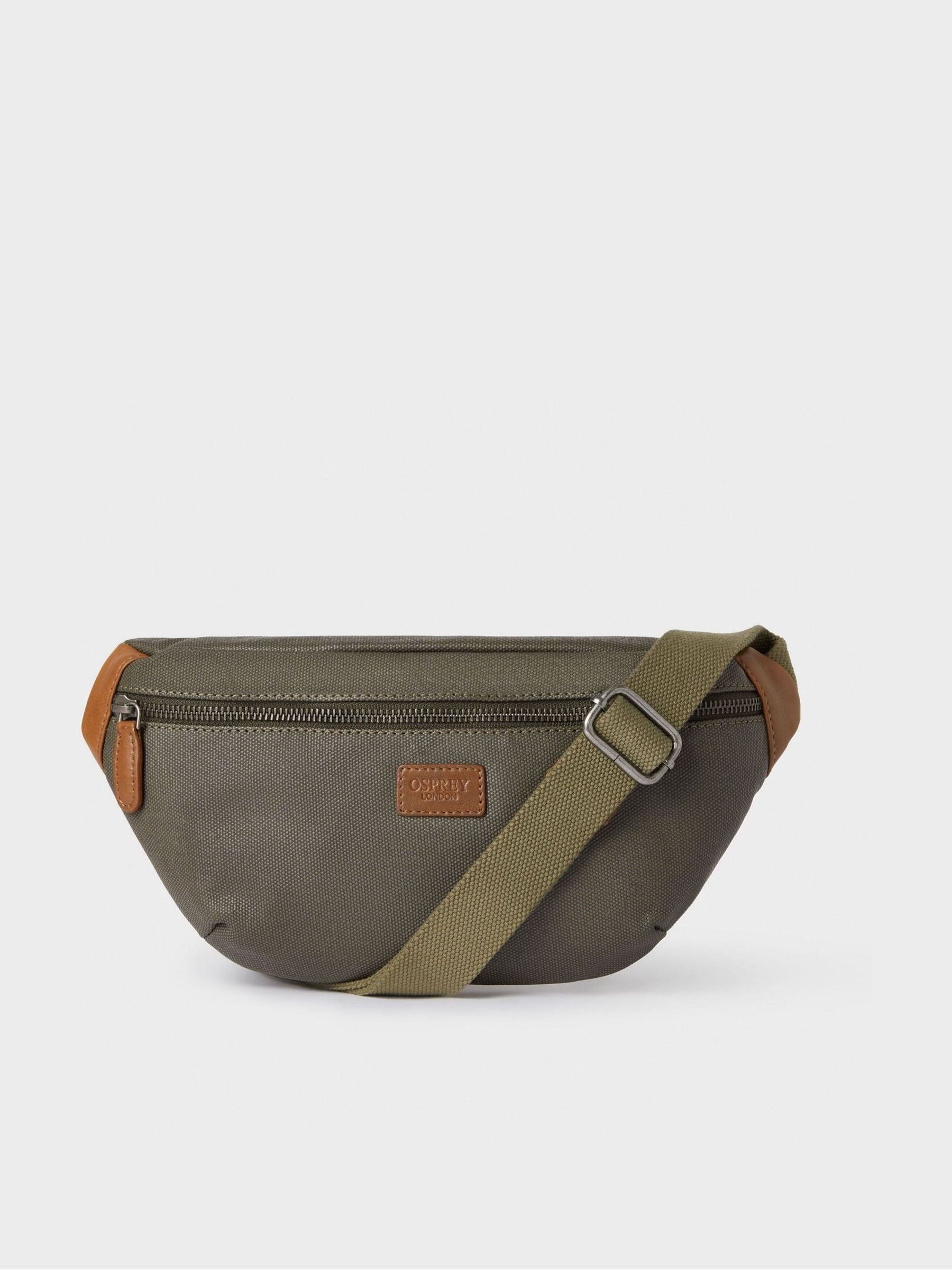 Osprey London Black Grantham Waxed Canvas & Leather Bumbag