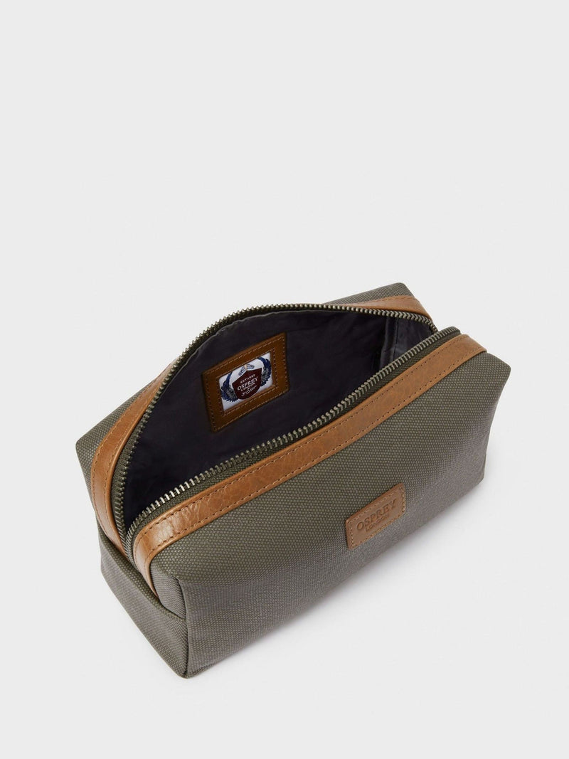 Osprey London green waxed canvas leather small washbag, UK version