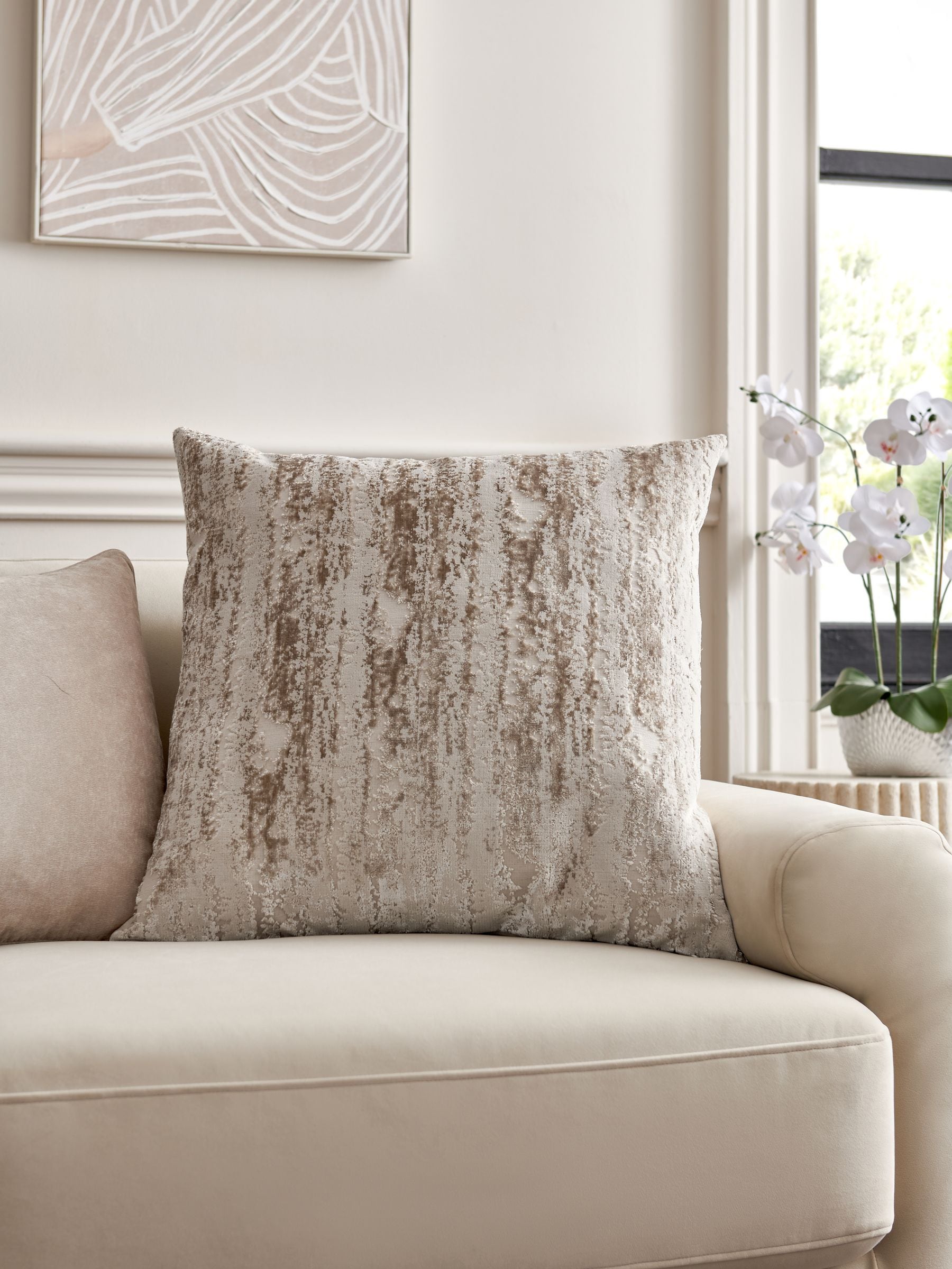 Charcoal Grey Collection Luxe Fem Chic Velvet Abstract Cushion 59 x 59cm