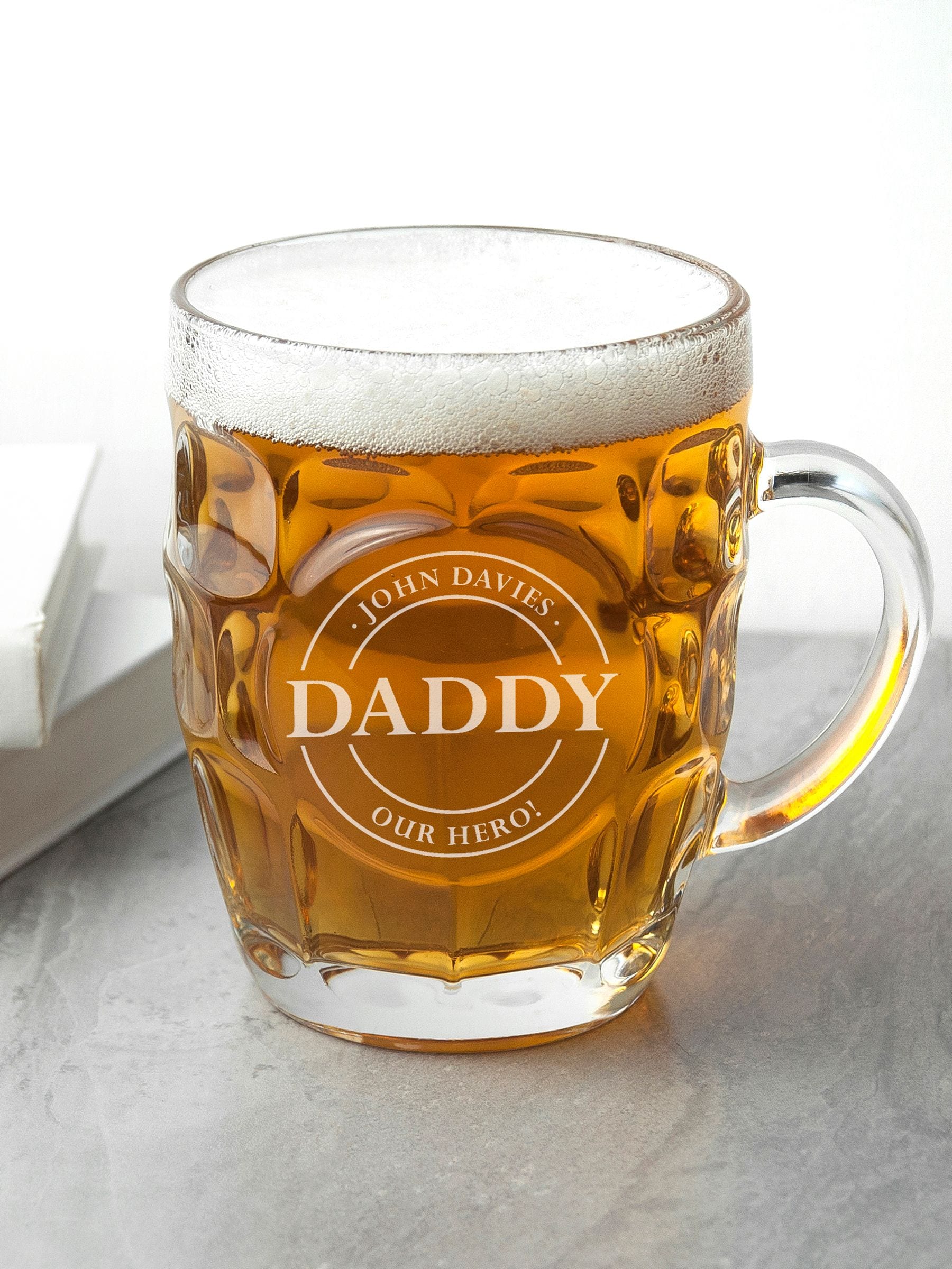 Personalised football crest dimpled beer glass 1 pint - British product