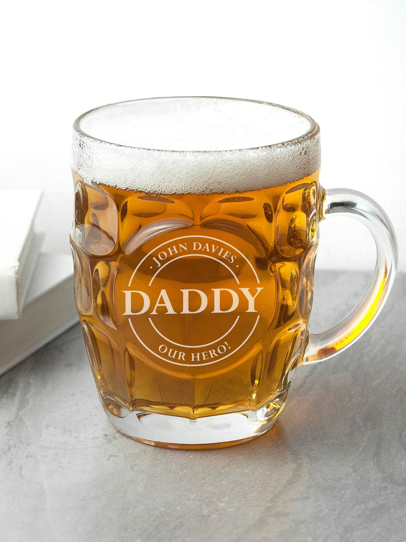 Personalised football crest dimpled beer glass 1 pint - British product