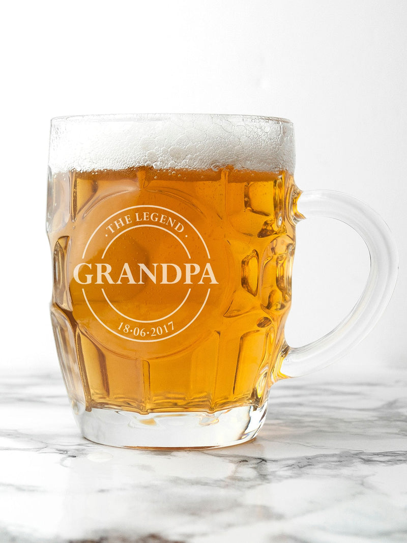 Personalised football crest dimpled beer glass 1 pint - British product