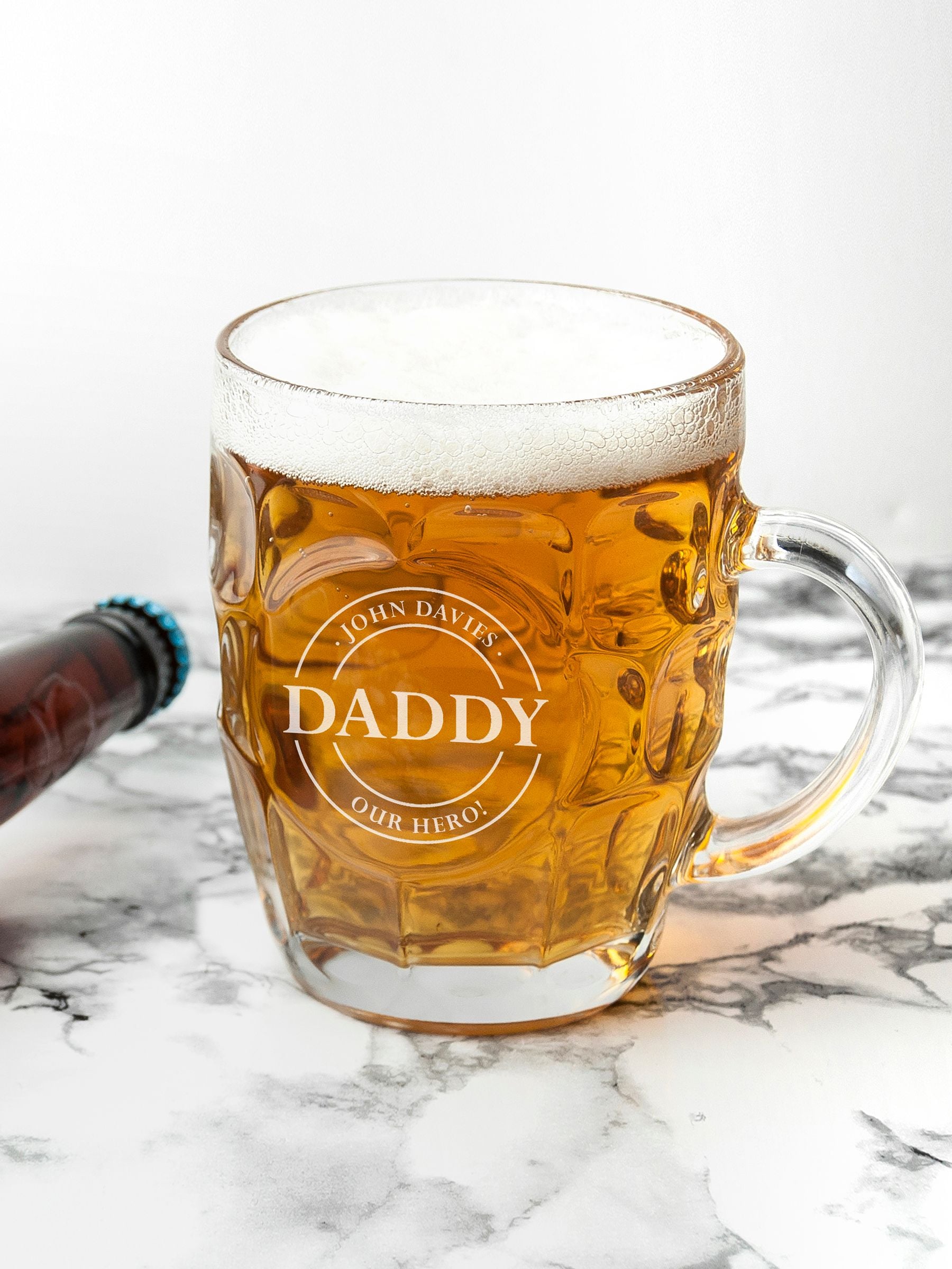 Personalised football crest dimpled beer glass 1 pint - British product